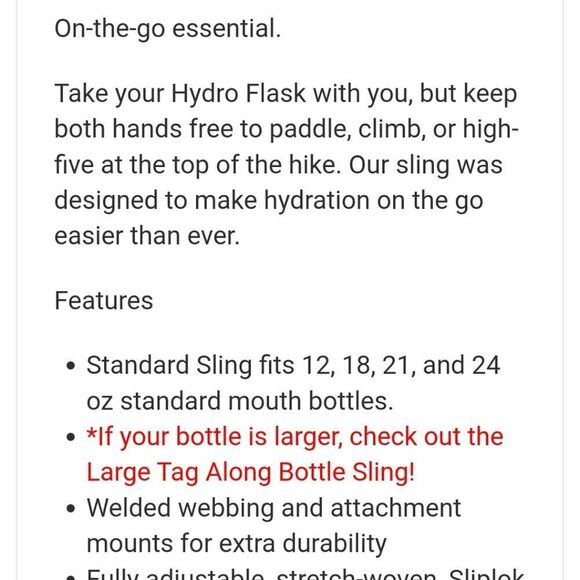 Small Hydroflask Bottle Cover Sling - Lava - Picture 10 of 13